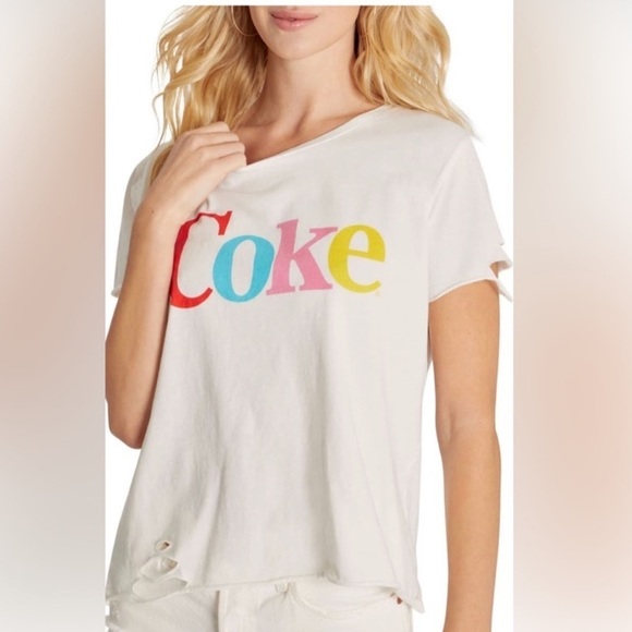 NWT Wildfox Coke Stellar White Graphic Tee Size Medium - Picture 1 of 15